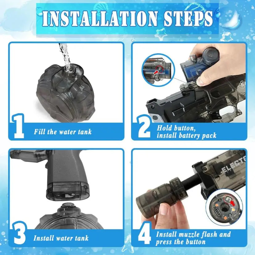 Rechargeable Electric Gel Blaster Gun with Drum Magazine | Automatic Water Gel Ball Shooter Toy for Kids & Adults